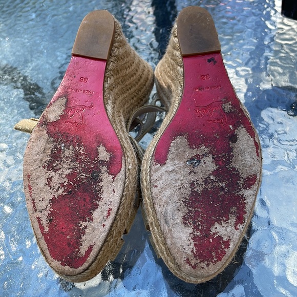 Christian Louboutin Delfin Espadrille wedges gold ribbon size 38 - Picture 5 of 5